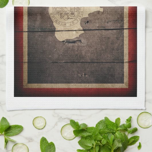 Rugged Wood Wyoming Flag Theedoek (Gevouwen)