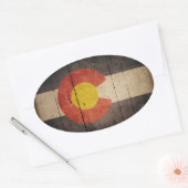 Rugged Wooden Colorado Flag Ovale Sticker (Envelop)