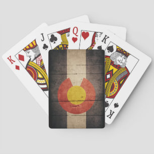 Rugged Wooden Colorado Flag Pokerkaarten