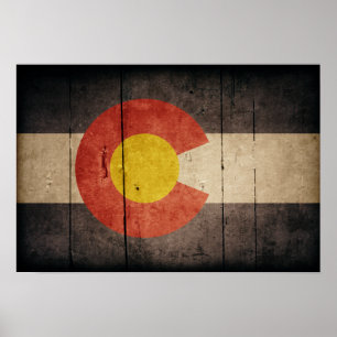 Rugged Wooden Colorado Flag Poster