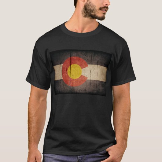Rugged Wooden Colorado Flag T-shirt (Voorkant)