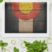 Rugged Wooden Colorado Flag Theedoek (Gevouwen)