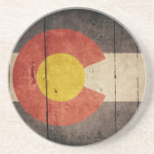 Rugged Wooden Colorado Flag Zandsteen Onderzetter (Voorkant)
