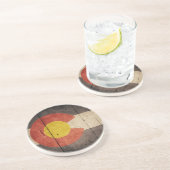 Rugged Wooden Colorado Flag Zandsteen Onderzetter (Zijkant)