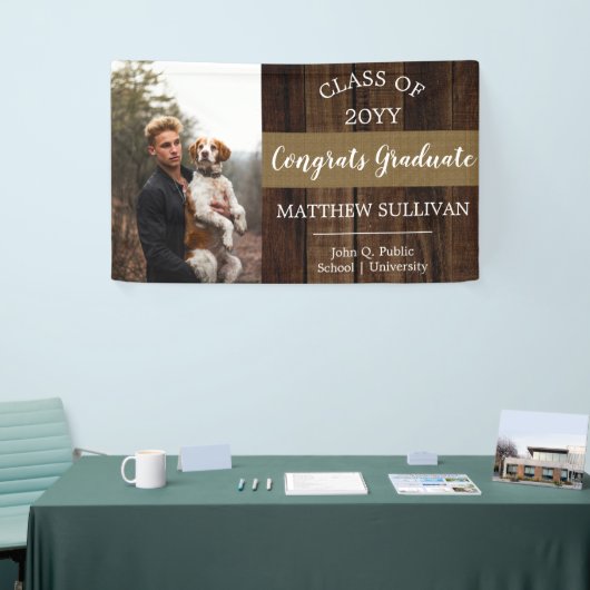 Rugged Woodsy Afstuderen Congrates Afstuderen Spandoek (Beurs)