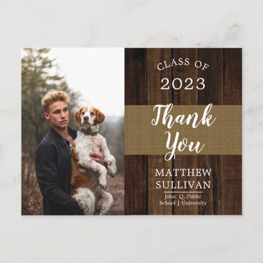 Rugged Woodsy Foto Graduparty Briefkaart (Voorkant)