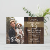 Rugged Woodsy Foto Graduparty Kaart (Staand voorkant)