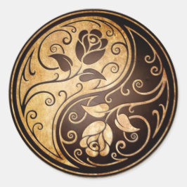 Rugged Yin Yang Rozen Ronde Sticker