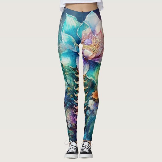 ruggegraatbloem leggings (Voorkant)