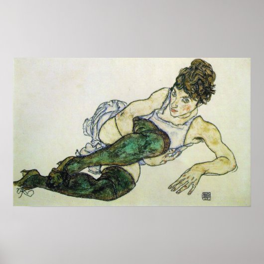 Ruginggevende vrouw, Egon Schiele 24 W x 15 H Poster (Voorkant)