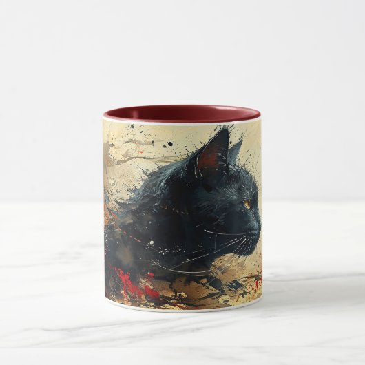 Rugkat abstract schilderij mok (Midden)