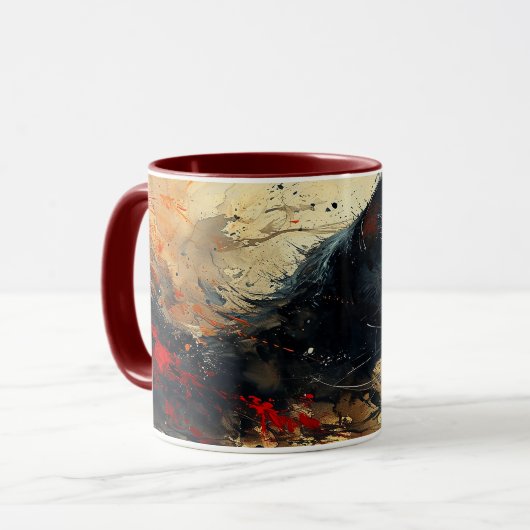 Rugkat abstract schilderij mok (Voorkant links)