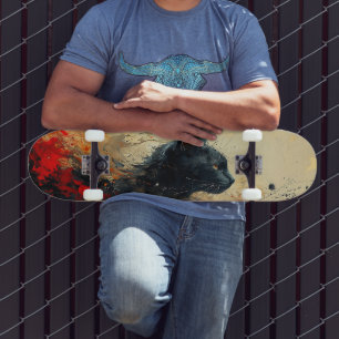Rugkat abstract schilderij persoonlijk skateboard