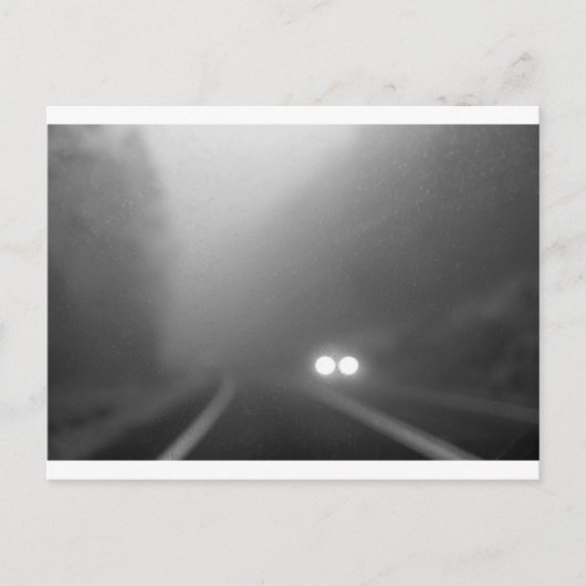 Ruglijke nacht - naderende koplampen briefkaart (Voorkant)
