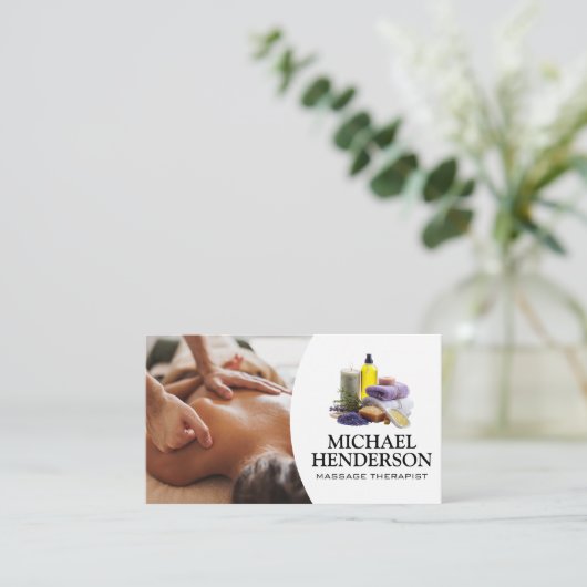 Rugmassagesessie | Spagoederen en -diensten Visitekaartje (Staand voorkant)