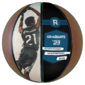 Rugnummer | Blauwe Afstudeermonogram Basketbal (Verticaal)