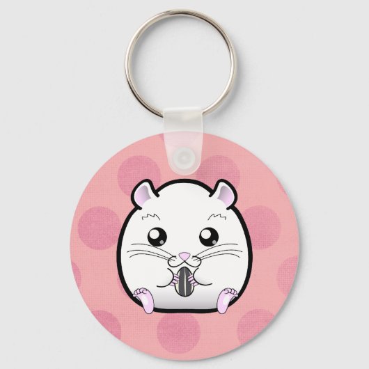 Rugular All White Syrian Hamster Sleutelhanger (Voorkant)