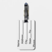 Rugverpakking en Bagagelabel met lederen riem (Achterkant verticaal)