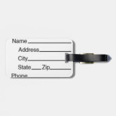 Rugverpakking en Bagagelabel met lederen riem (Achterkant horizontaal)