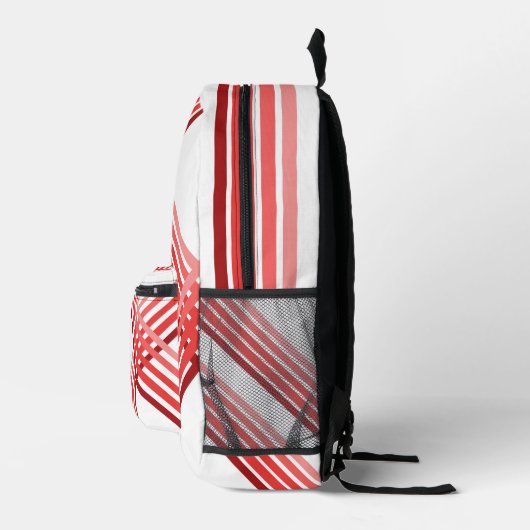 Rugverpakking - Rode strepen gekruist Bedrukte Rugzak (Rechts)