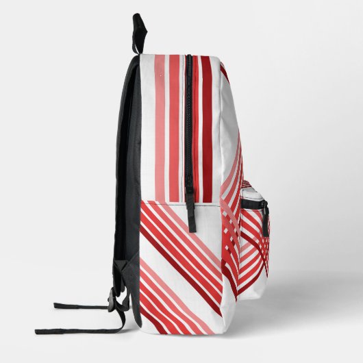 Rugverpakking - Rode strepen gekruist Bedrukte Rugzak (Links)