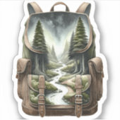 Rugzak Bos Waterval Vinyl Sticker | Decal (Voorkant)