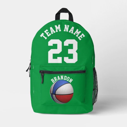 Rugzak kinder jongens basketbal groene sport schoo (Voorkant)