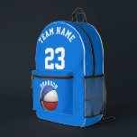 Rugzak kinder jongens basketbal sport school blauw<br><div class="desc">Wit blauw Monogram Initialen Grijs Patroon Zwart Bagagelabel. Elegante eenvoudige basis moderne meisjes en jongens en zwart en mooi ontwerp,  met aangepaste tekst en monogram,  met een exclusief monogram patroon,  perfect cadeau voor reizigers,  schoolsport en anderen</div>