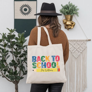 Rugzak met bloemenprint voor docenten 'Terug naar Tote Bag