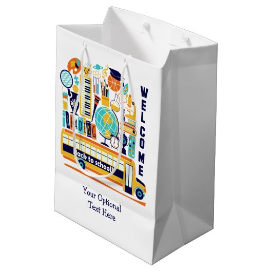 Rugzak met eigen tekst voor terug naar school medi medium cadeauzakje (Achterkant Gekanteld)