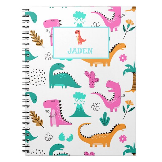 Rugzak met kindernaam Dinausor Terug naar school Notitieboek (Voorkant)