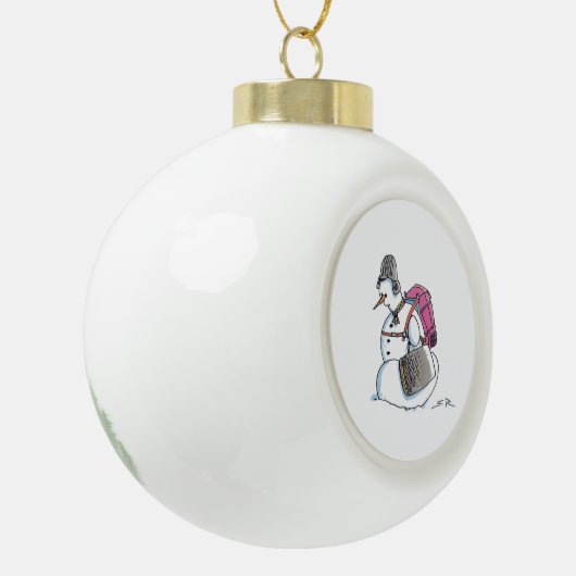rugzak met Snowman-witte kerstbal-versiering Keramische Bal Ornament (Links)