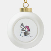 rugzak met Snowman-witte kerstbal-versiering Keramische Bal Ornament (Voorkant)