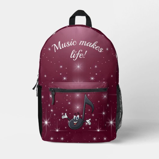 Rugzak - Muziek maken leven of aangepaste tekst (Voorkant)