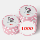 Rugzak Sneeuwman roze 1000 gestreepte pokerchip (Opstapeling)