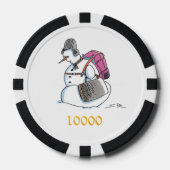 Rugzak Sneeuwman zwarte gld 10000 streep poker chi Poker Chips (Voorkant)