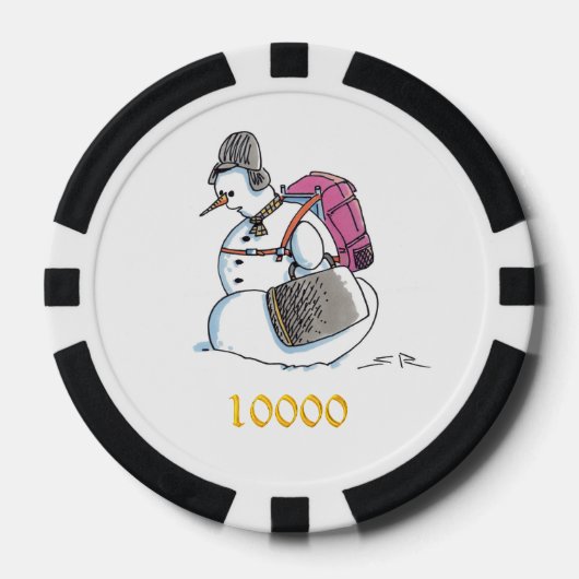 Rugzak Sneeuwman zwarte gld 10000 streep poker chi Poker Chips (Voorkant)