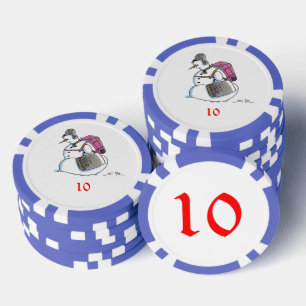 Rugzak Snowman blauw 10 gestreepte poker chip