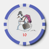 Rugzak Snowman blauw 10 gestreepte poker chip (Voorkant)