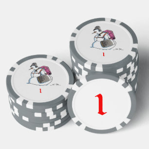 Rugzak Snowman grijs 1 gestreepte poker chip