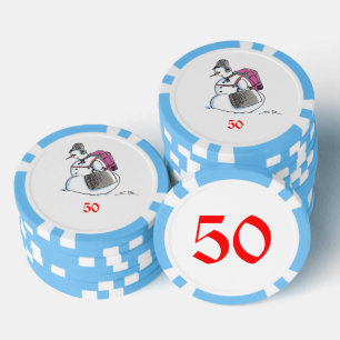 Rugzak Snowman lichtblauw 50 gestreepte poker chip