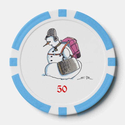 Rugzak Snowman lichtblauw 50 gestreepte poker chip (Voorkant)