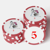 Rugzak Snowman rood 5 gestreepte poker chip (Opstapeling)