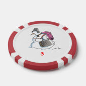 Rugzak Snowman rood 5 gestreepte poker chip (Enkel)