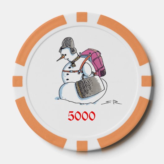 Rugzak Snowman sinaasappel 5000 gestreepte pokerch Poker Chips (Voorkant)
