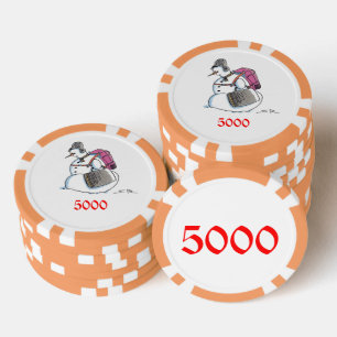 Rugzak Snowman sinaasappel 5000 gestreepte pokerch Poker Chips