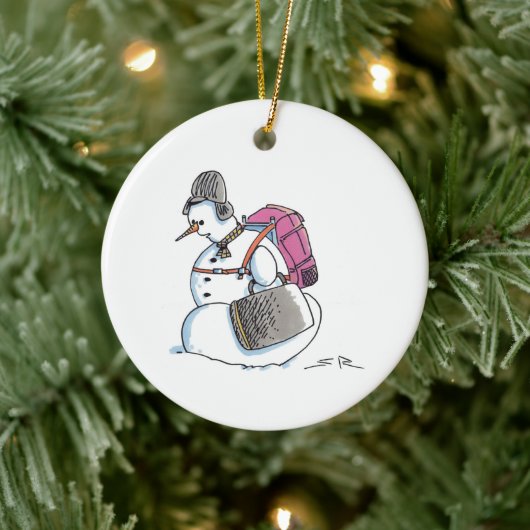 rugzak Snowman witte keramische keramiek Keramisch Ornament (Boom)