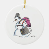 rugzak Snowman witte keramische keramiek Keramisch Ornament (Voorkant)