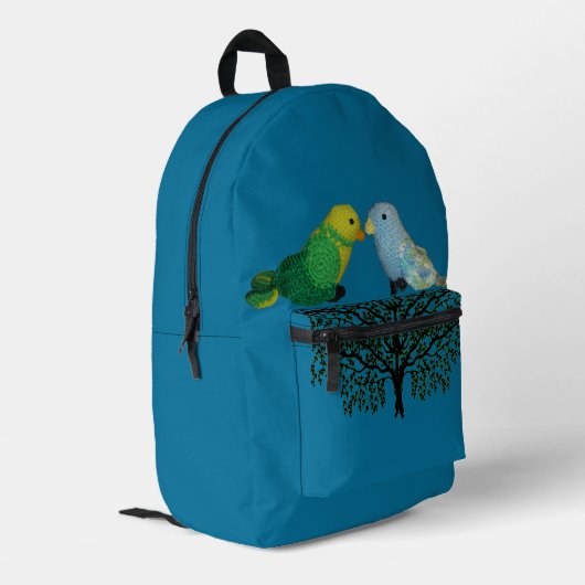 Rugzak - Speelgoed Vogels zittend op een struik (Achterkant Hoek Links)