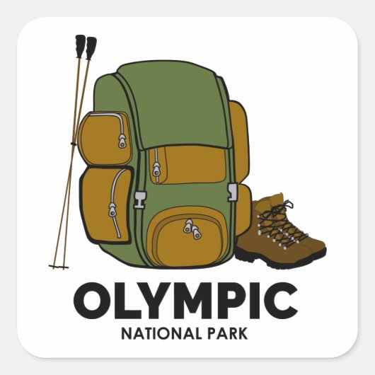 rugzak van het nationale park van Olympic Vierkante Sticker (Voorkant)